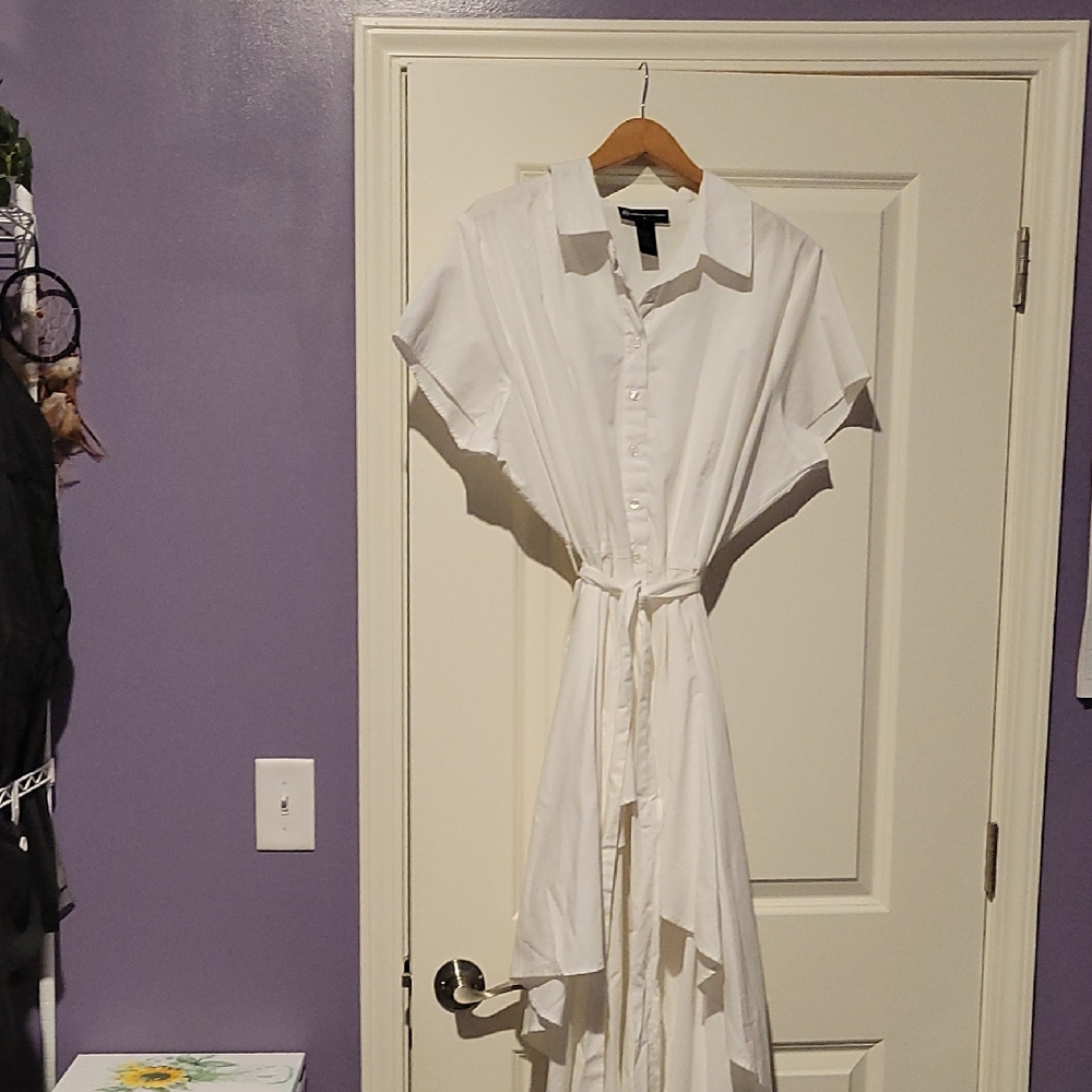 Fashion to Figure White Buttoned Tie Front Dress